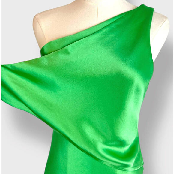 NWT Staud Naomi Dress Seaweed Green Satin Designer Maxi 4 Small - Picture 7 of 12
